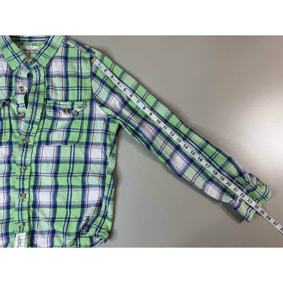 Abercrombie & Fitch Mens Muscle Fit Plaid Button Up Shirt Small Y2K Beachy - Picture 9 of 11